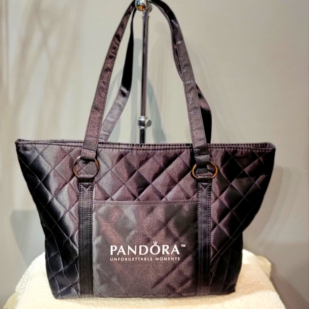 PANDORA Quilted Satin Zippered Tote Bag